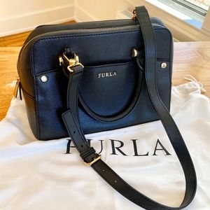 Furla Black Saffiano Leather Satchel - Medium